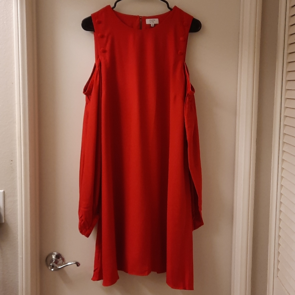NWT, Crown & Ivy Red Hot Cold Shoulder Dress